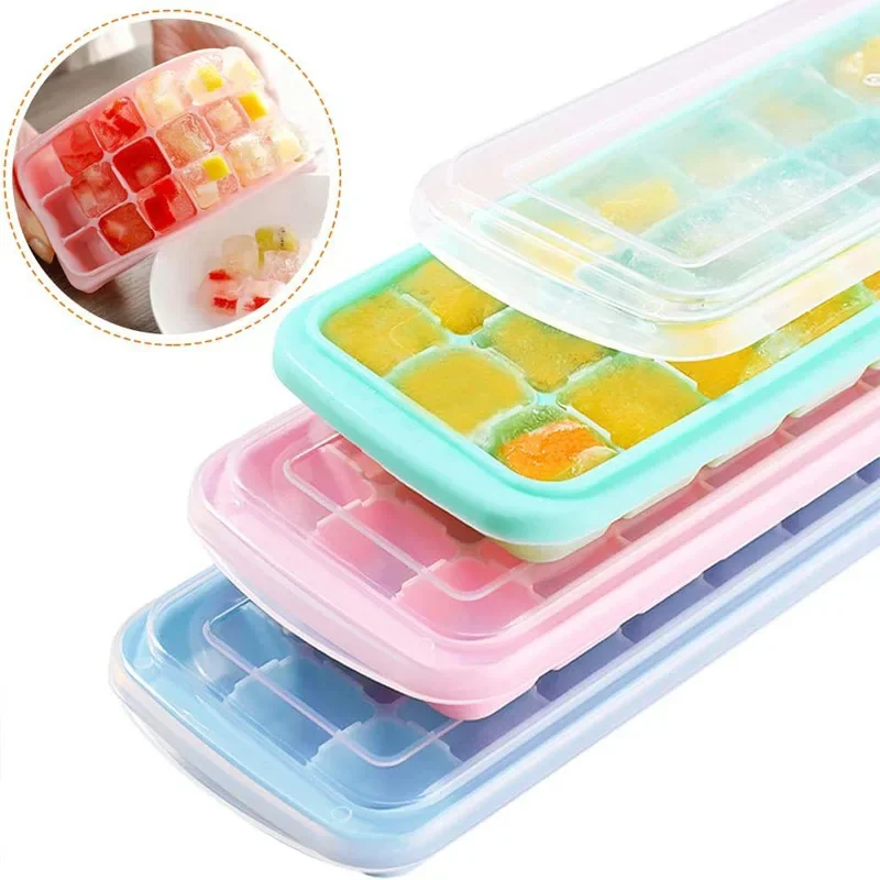 Cartoon Press New 24 Gridss 36 Silicone Mold with Lid Ice Cube Food Supplement Household Ice Tray Ice Box Sorbet