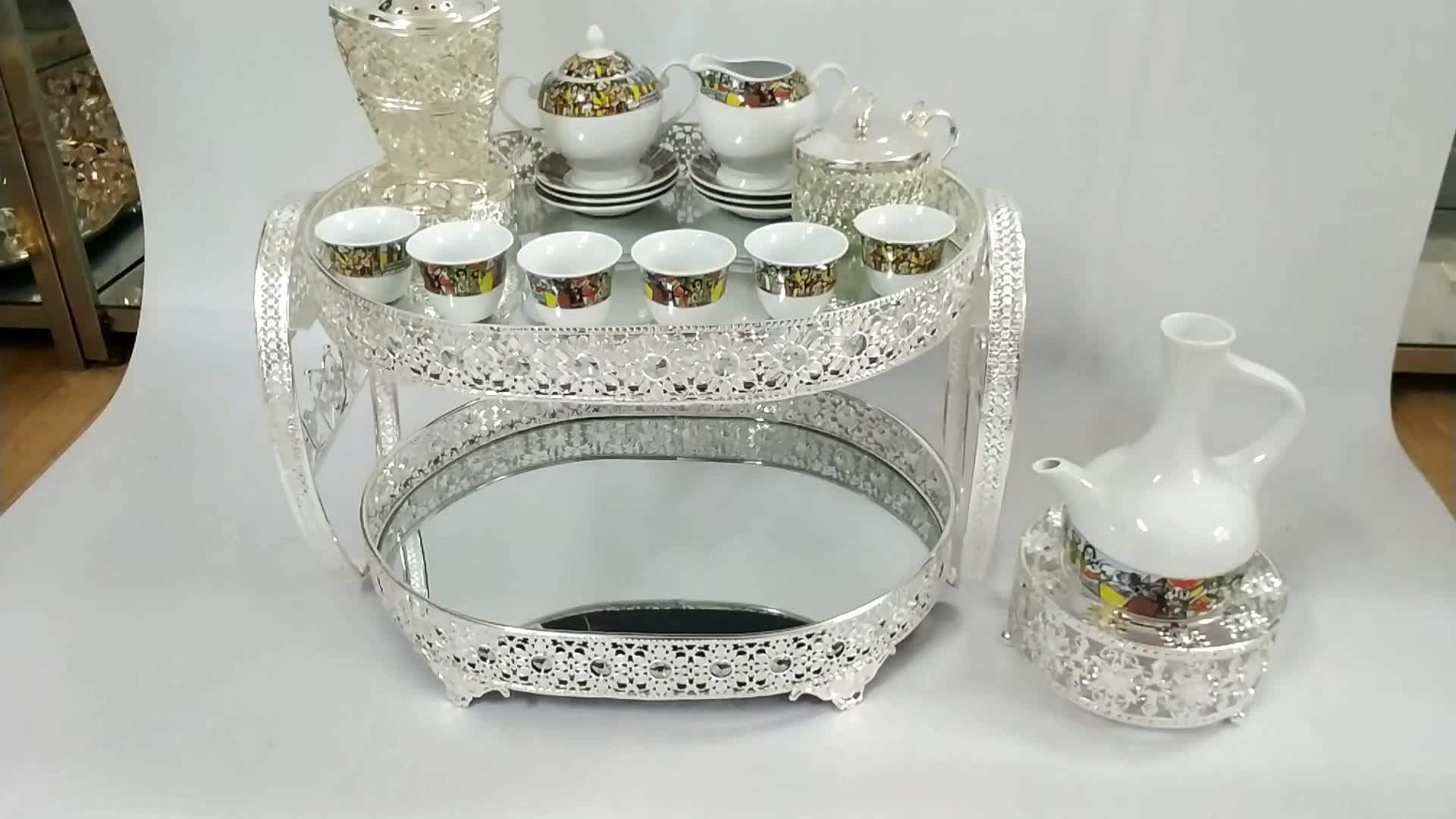 2018 Hot Sale Arabic Tray Sets With Fancy Porcelain Tea Cup And Saucer