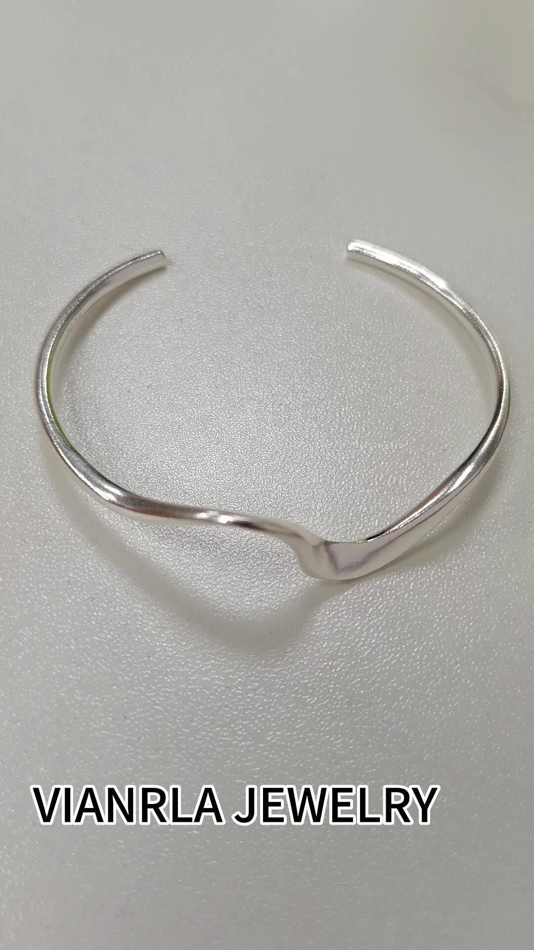 Vianrla 925 Sterling Silver Open Bangles Cuff - Trendy Gift