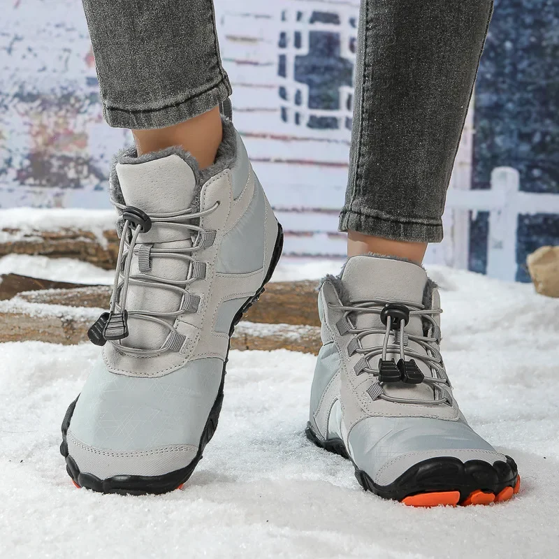 Cross-border cotton shoes winter five-finger snow boots season fleece-lined anti-splashing warm lovers help casual non-slip outdoor