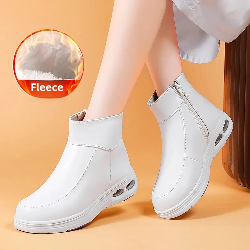 Shoes Winter Women's Air Cushion Ankle Boots Soft Bottom Flat Wedge fleece-lined Warm Cotton Shoes Medical Care Boots