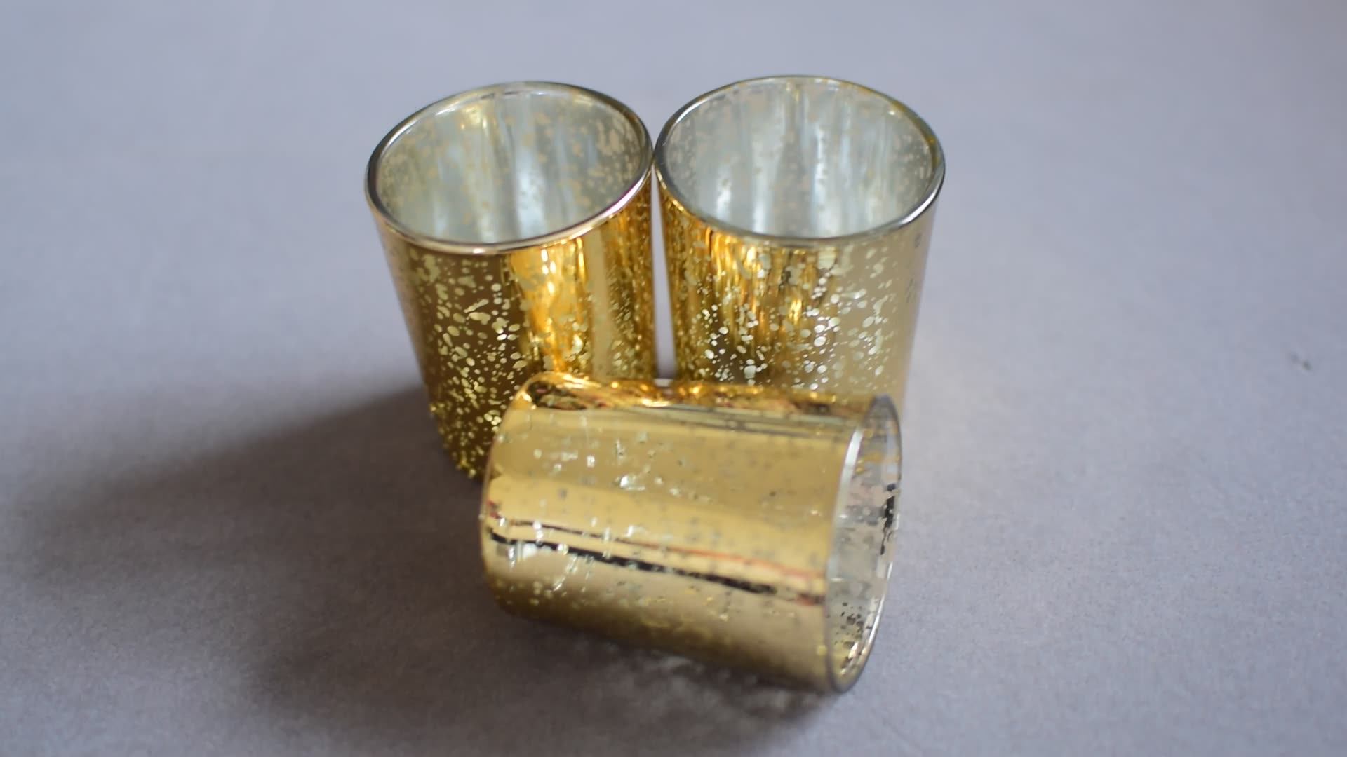 Wholesale Mercury Glass Votive Candle Holder Spraying Gold Candle