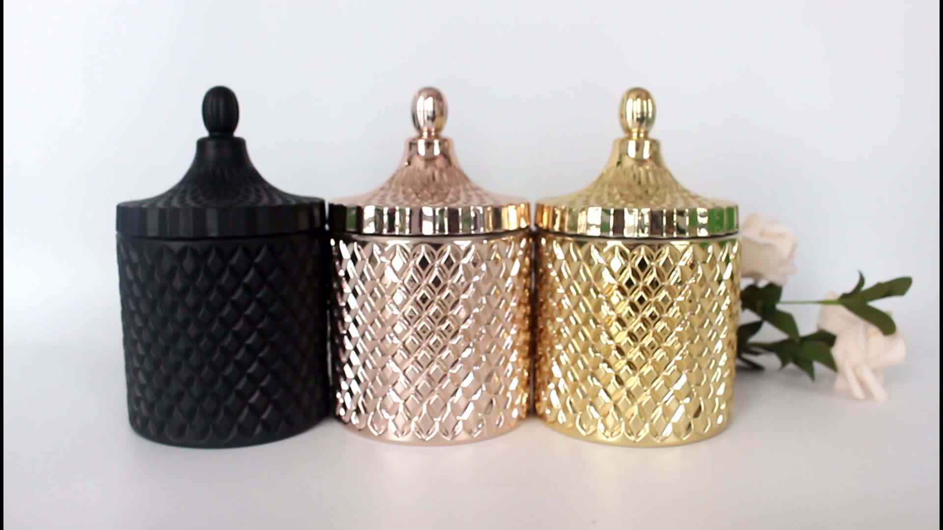 Unique Mercury Decorative Rose Gold Geo Cut Glass Candle Jar Buy Geo