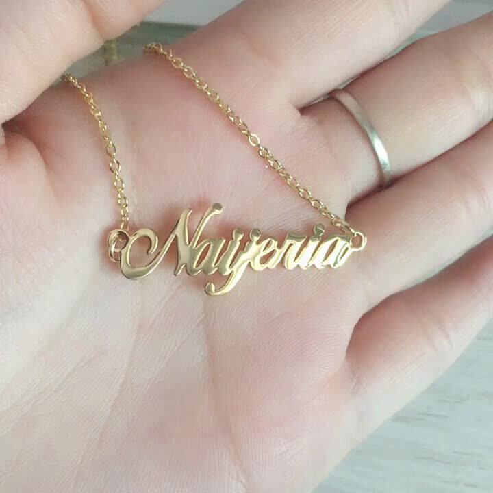 Custom Name Necklace Gold Plated 