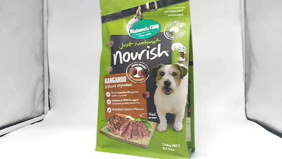 Custom Printed Ziplock Box Pouch Dog Food Packaging Stand Up Flat