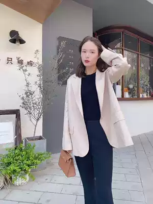 Cotton and linen ins blazer women's trendy retro casual linen off-white small suit 2020 net red spring new