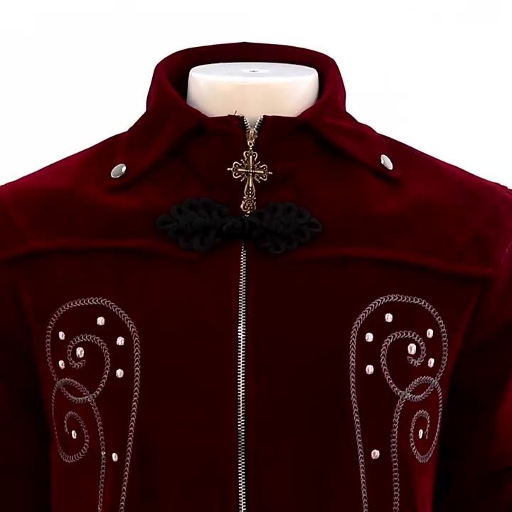 Men's Medieval Steampunk Castle Vampire Devil Red Coat Cosplay Costume ...