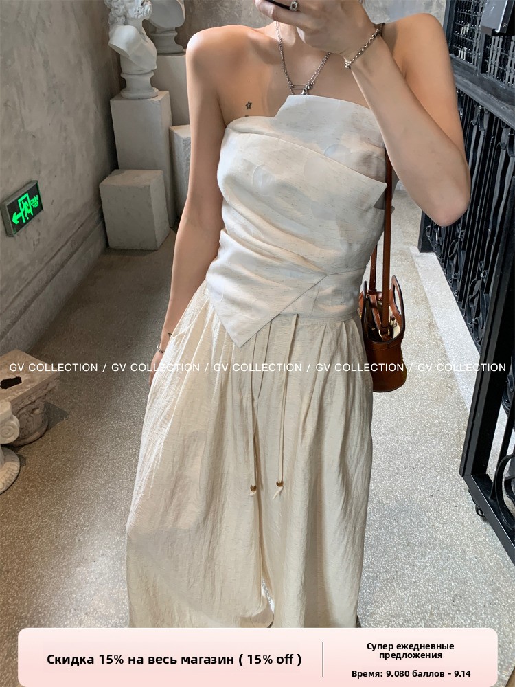 GV大白哥 designer私服 设计感双层立体结构不规则抹胸一字上衣女