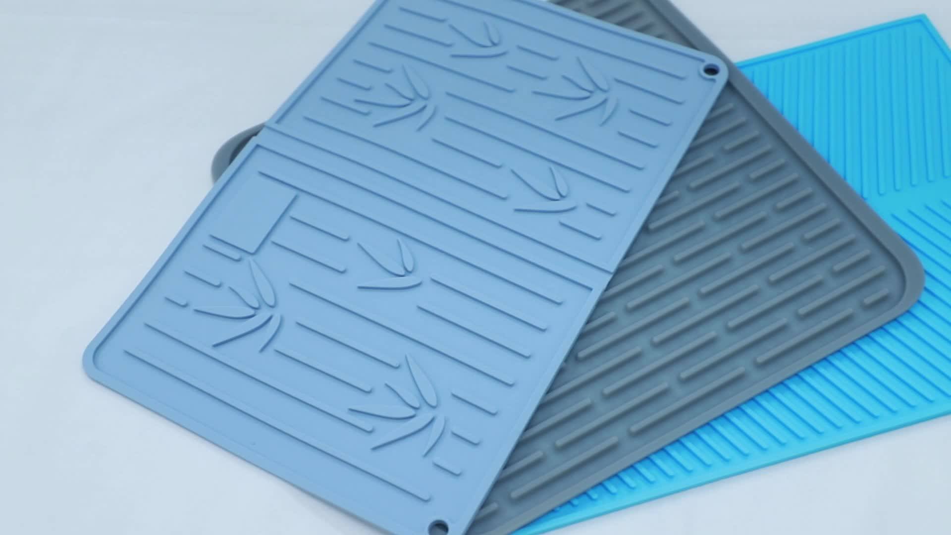 Ecofriendly Collapsible Silicone Dish Drying Mat/ Nonslip Dish