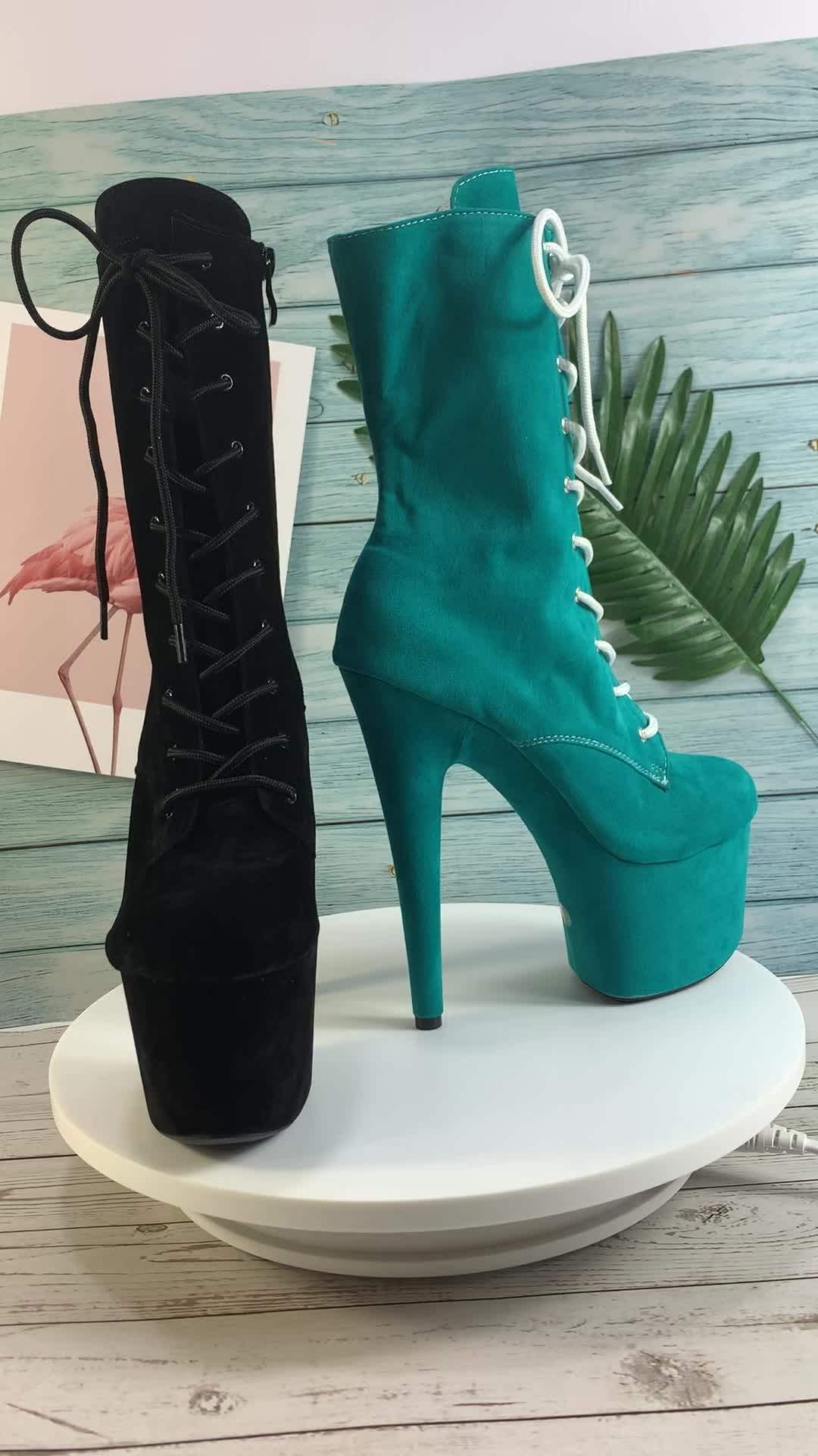 Rncksi 20cm Sexy Suede Boot With Suede Covered Platform Fetish Boots