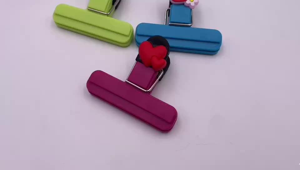 Colorful Chip Bag Clips Food Bag Sealing Clips With Good Grips For Snack Bag With Cute Pvc 3pcs