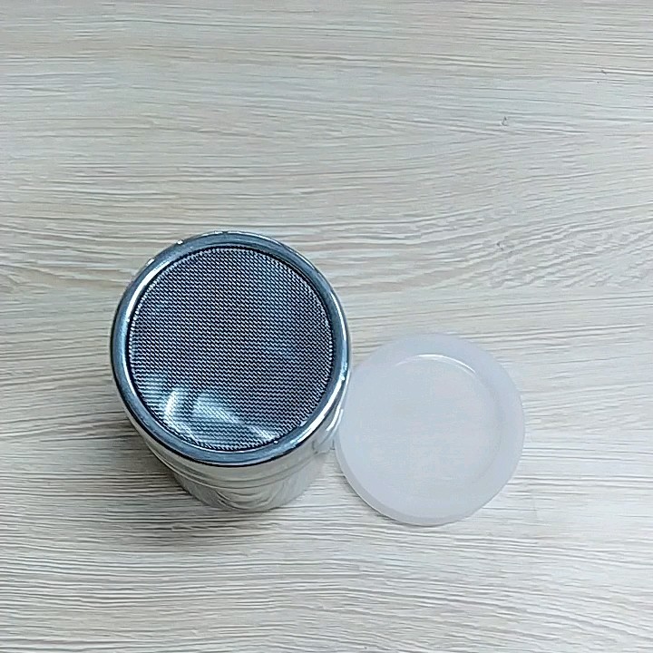 Stainless Steel Powder Sugar Shaker With Lid Cocoa Powder Shaker Silver