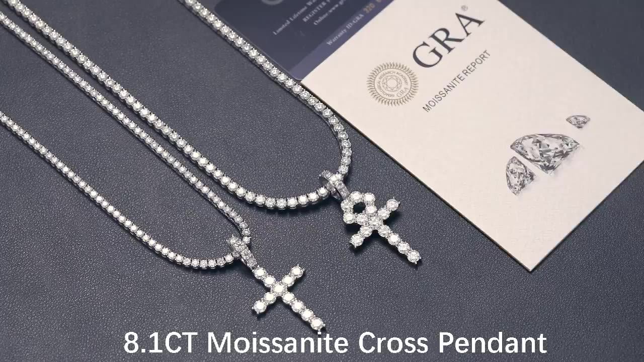 Pass Diamond Tester 925 Sterling Silver Vvs Moissanite Diamond Ankh