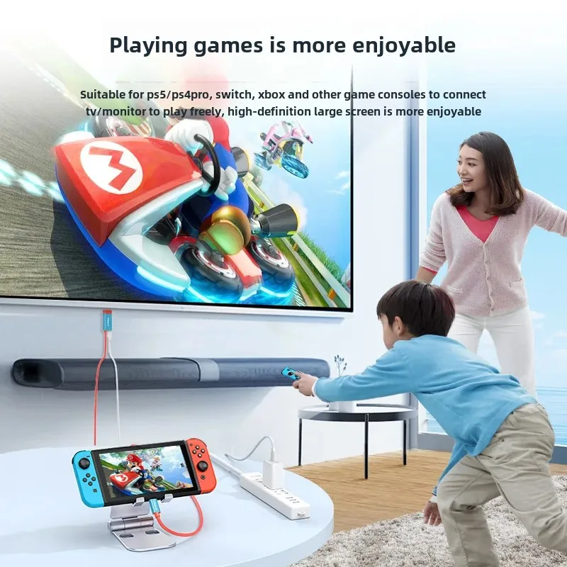 Switch Conversion Line TYPE-C to HDMI HD Same Screen Line Mobile Phone Notebook 4k60hz Red and Blue Screen Line