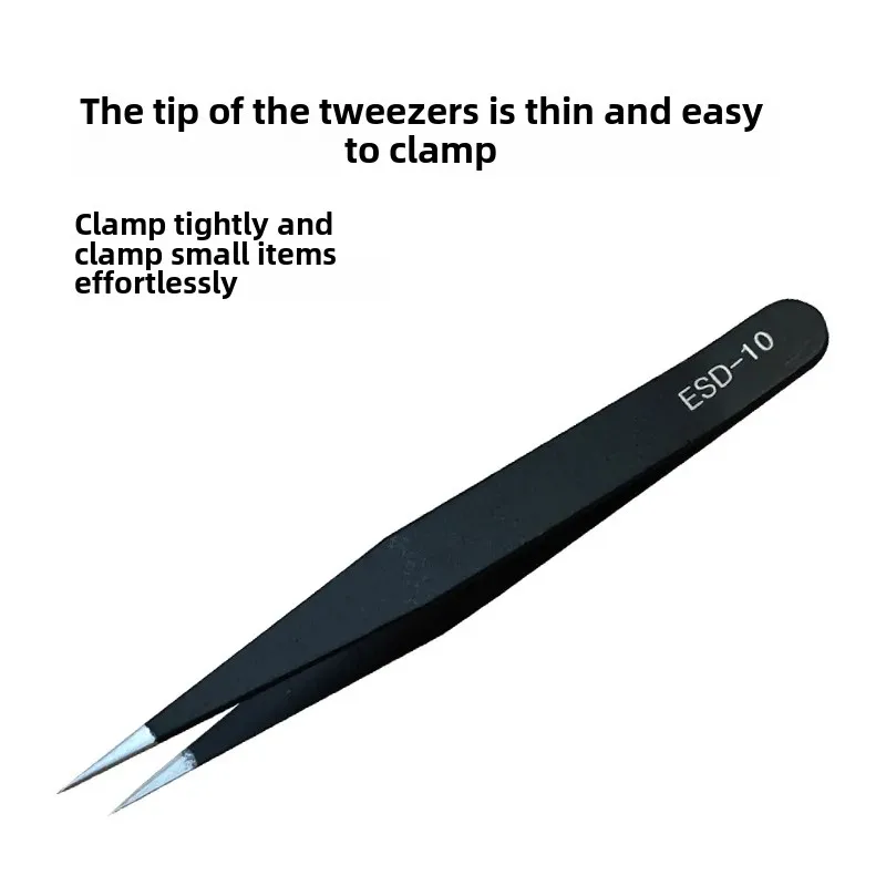 Tweezers 6-piece ESD pointed elbow stainless steel tweezers mobile phone repair bird's nest hair picking professional tool suit