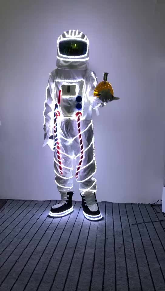 Christmas Carnival Halloween Led Light Up Clothes Space Suit For Masquerade Party Club Cosplay