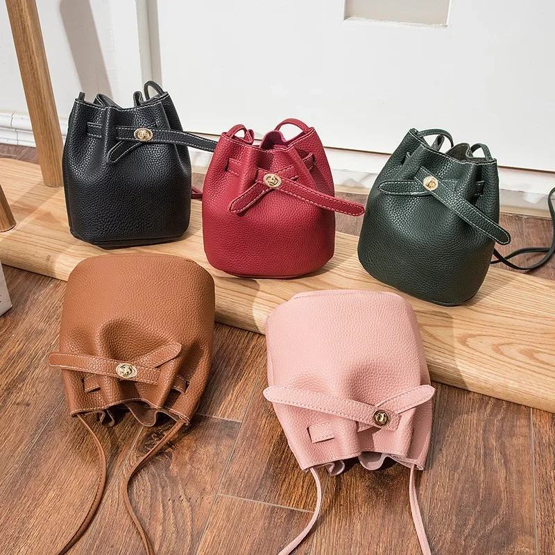 Jindi leather bucket bag new high-value simple and versatile shoulder bag for women fashion commuter crossbody bag