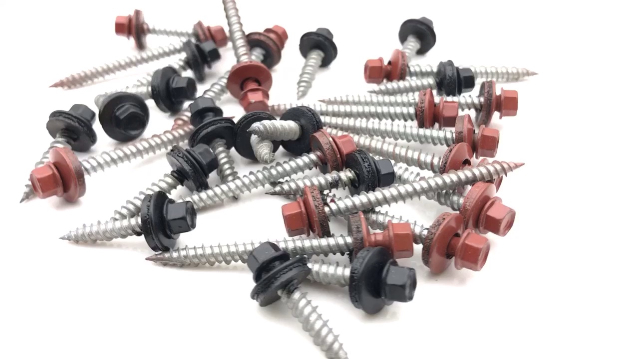 Painted Hex Washer Head Self Tapping Metal To Wood Screw Roof Screw