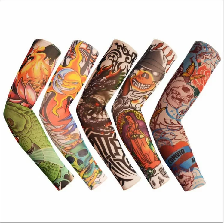 Tattoo Sleeve Flower Arm Sleeve Tattoo Men's and Women's Ice Cool Sleeve Summer Riding Driving Sun Protection Seam Arm Sleeve Large Size