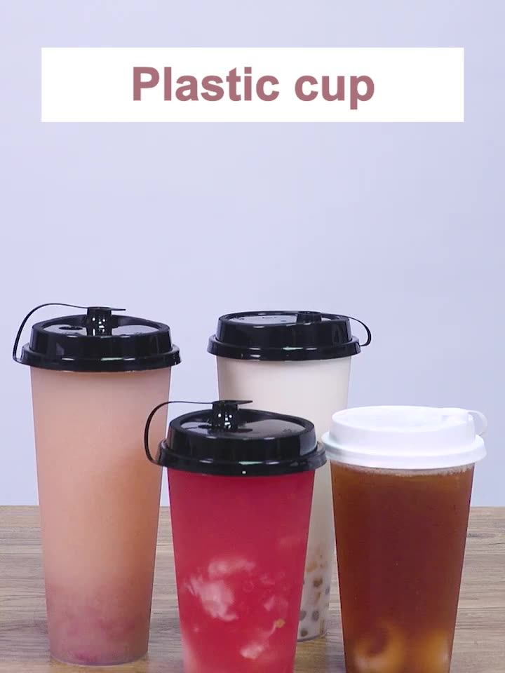 500ml 700ml Disposable Frosted Plastic Cups With Logo Bubble Tea Cup With Lids Take Out Pp Milk