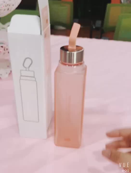 420ml Hot Sale Creativity Square Frosted Glass Water Bottle Buy Glass