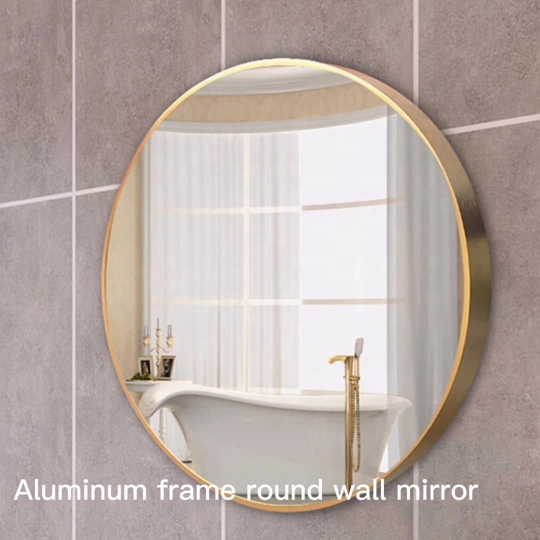 Wholesale Silver Frame Round Bathroom Mirror Modern Bathroom Wall