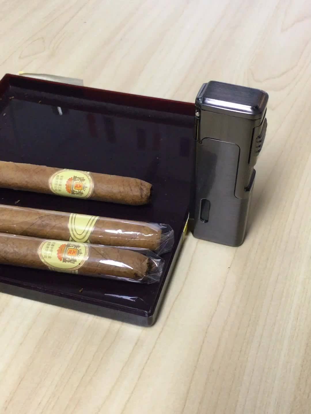 Refill Gas Cigarette Lighter Luxury Design Metal Cigar Lighter Red Fire