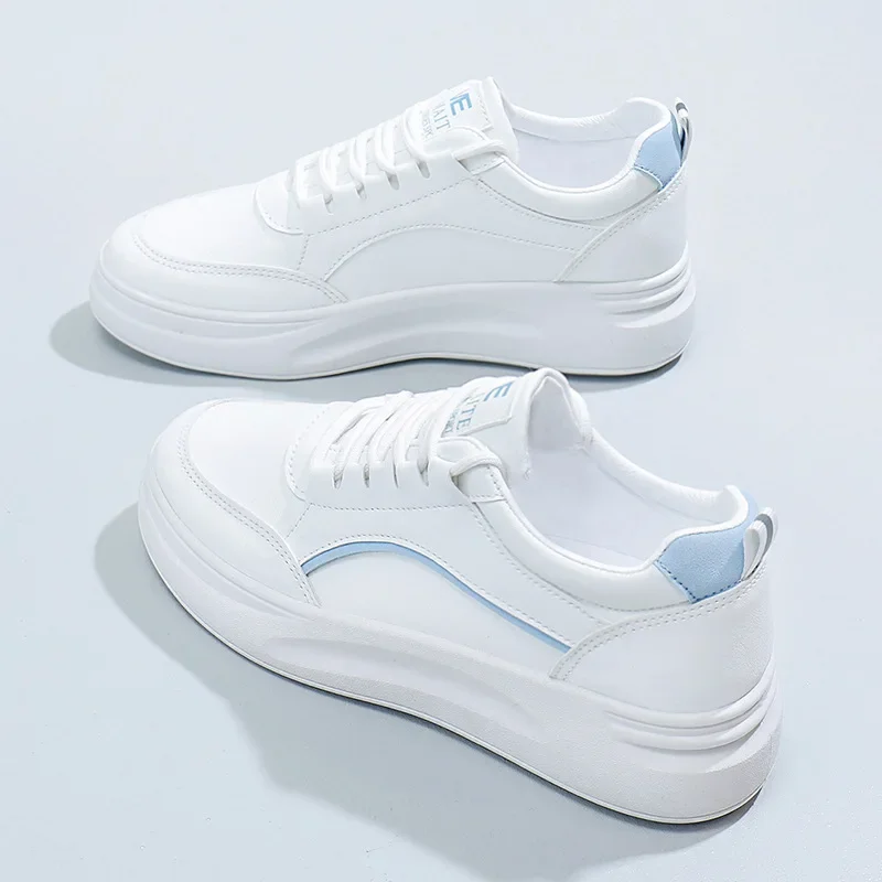 Cross-border Instagram Korean version white women's fashion 2024 spring new student thick sole platform shoes women's casual board shoes women