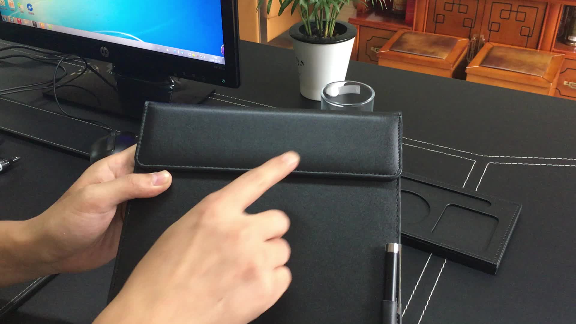 China Supplier A4 Leather Desktop Writing Pad Signature Pad For Office