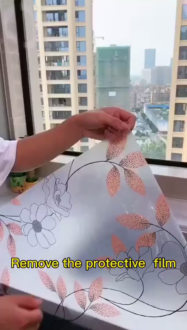 Static Cling Privacy Windows Film Orchid Grass Stained Glass Window Stickers Decorative Frosted Films