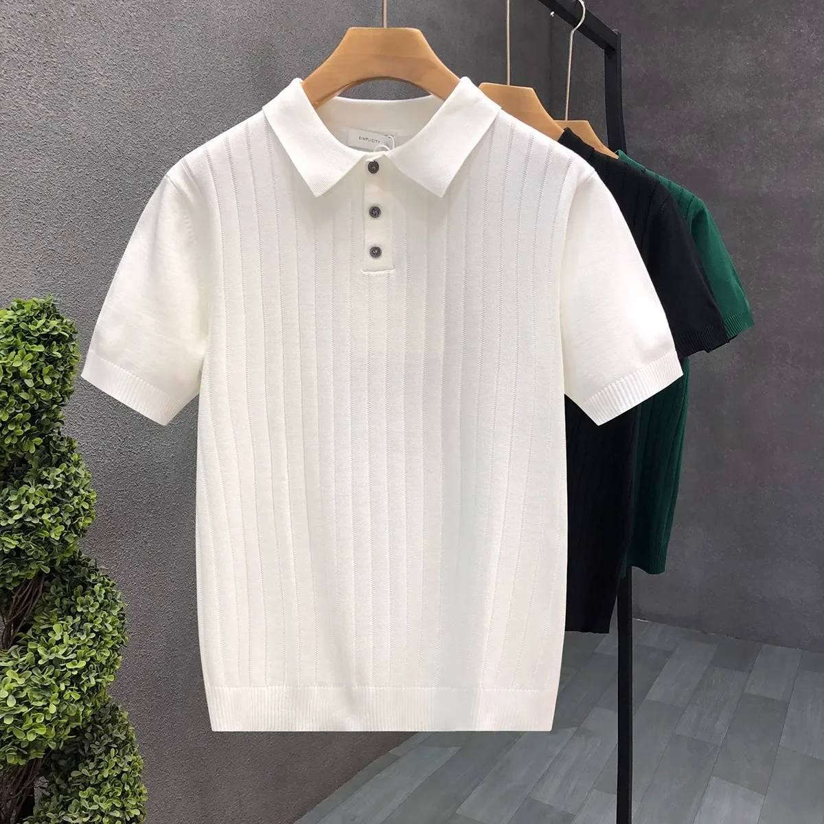 Однотонная трикотажная летняя футболка polo для отдыха, универсальная дорожная футболка с коротким рукавом
