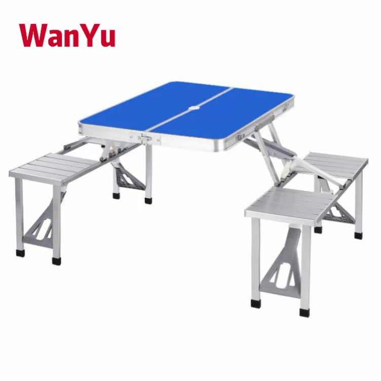 Portable Suitcase Aluminum Folding Table With Chairs And Umbrella Hole