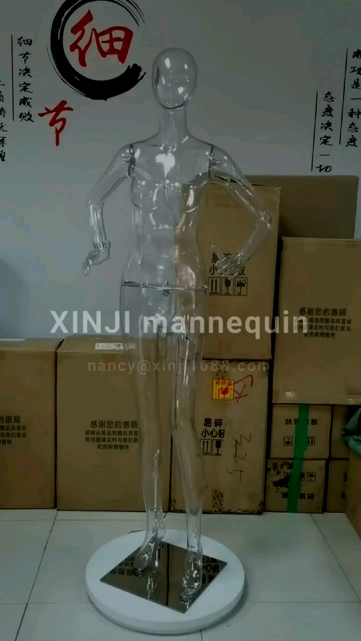 Xinji High Quality Male Manikin Transparent Mannequins Full Body Clear