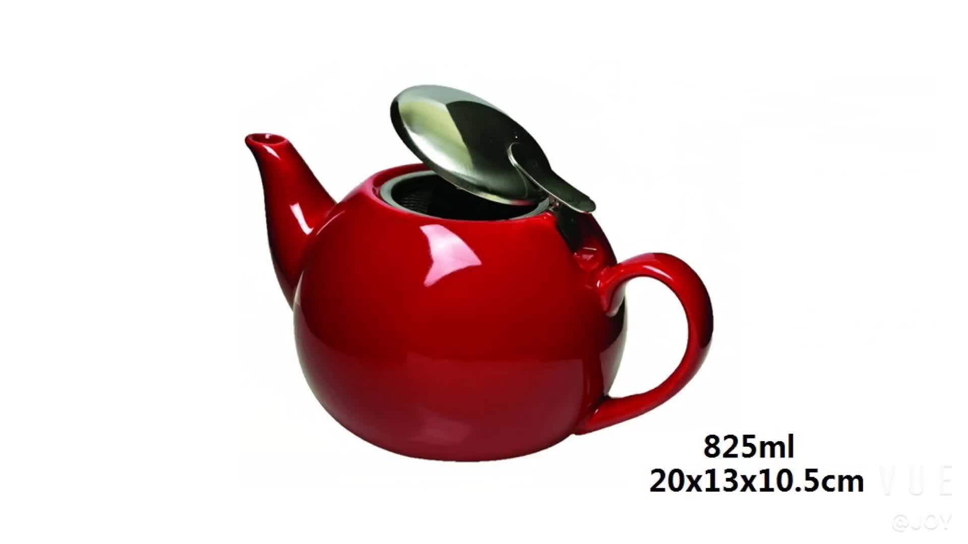 Ceramic Teapot Red With Infuser,Tea Pot With S/steel Lid & Strainer