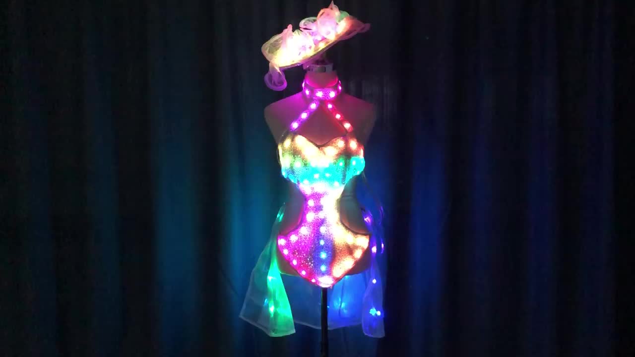 Led Sexy Neon Costumes Light Up Angel Dress Ballroom Dance Dresses For