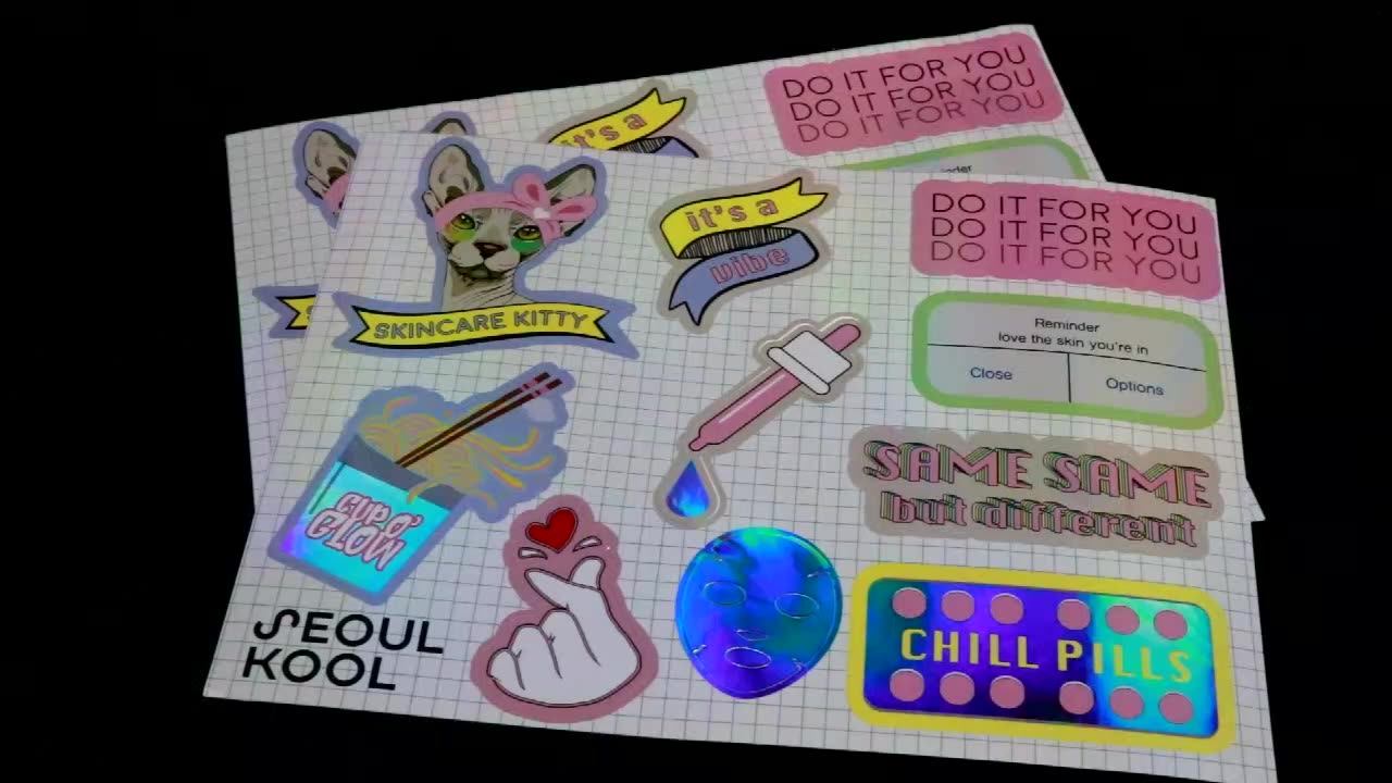 Custom Decorative Transparent Kiss Cut Clear Planner Sticker Sheet