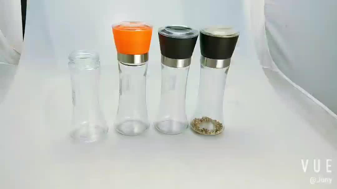 180ml Glass Spice Pepper Grinder Bottle With Colorful Plastic Cap