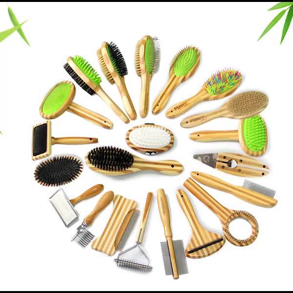 Factory Wholesale Bamboo Wooden Double Sided Pet Bristle Brush Cat Dog