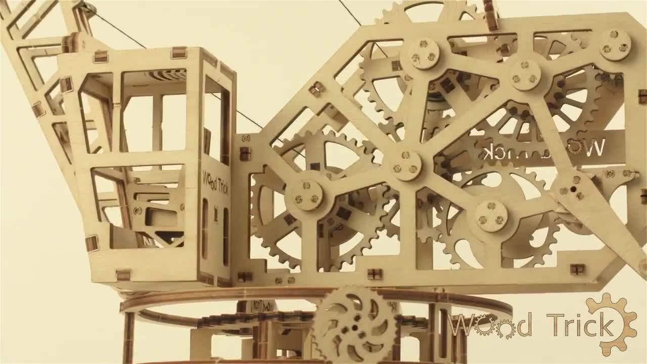 Wood Trick Crane With Container 3d Wooden Puzzle Mechanical Constructor,Wooden Jigsaw Puzzle