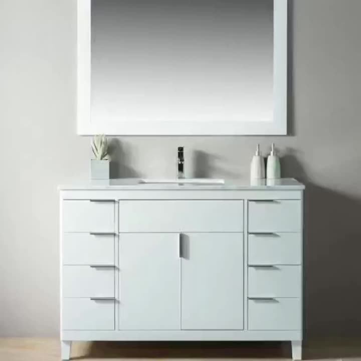 48 Inch White Floor Mounted Elegent Bathroom Vanity With Sink
