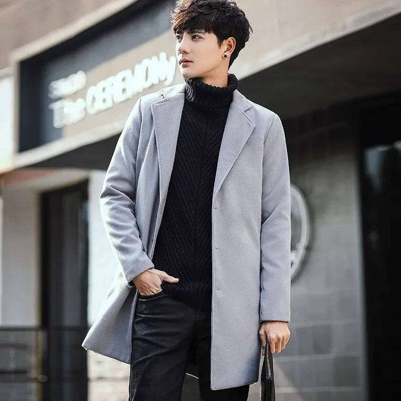 Демисезонное пальто-тренч, жакет, цветное шерстяное пальто, корейский стиль
