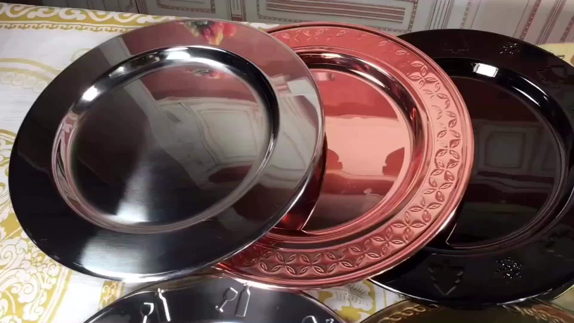 Wedding Party Dinner Dishes Stainless Steel Charger Plate With Bronze