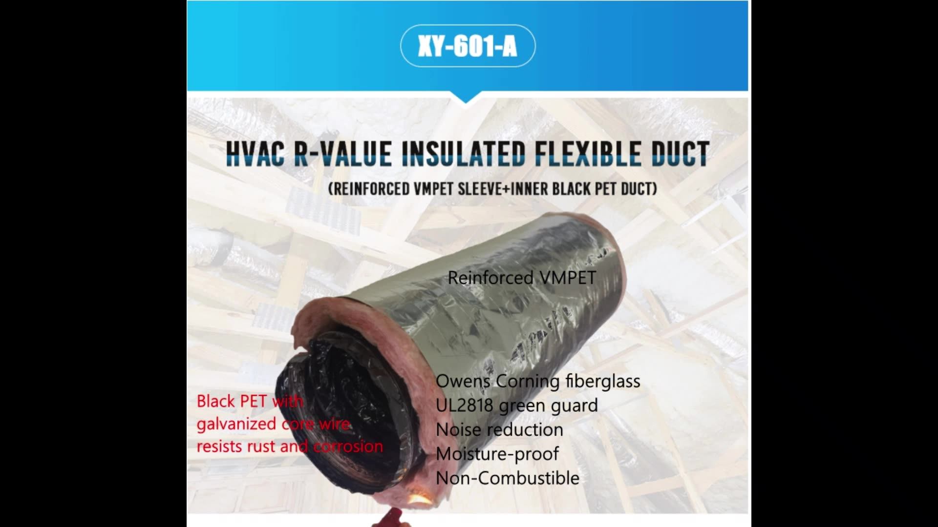 R8 Ductflexible Air Duct Duct Flex Insulated Duct Hvac System Air Conditioning Aluminum Foil