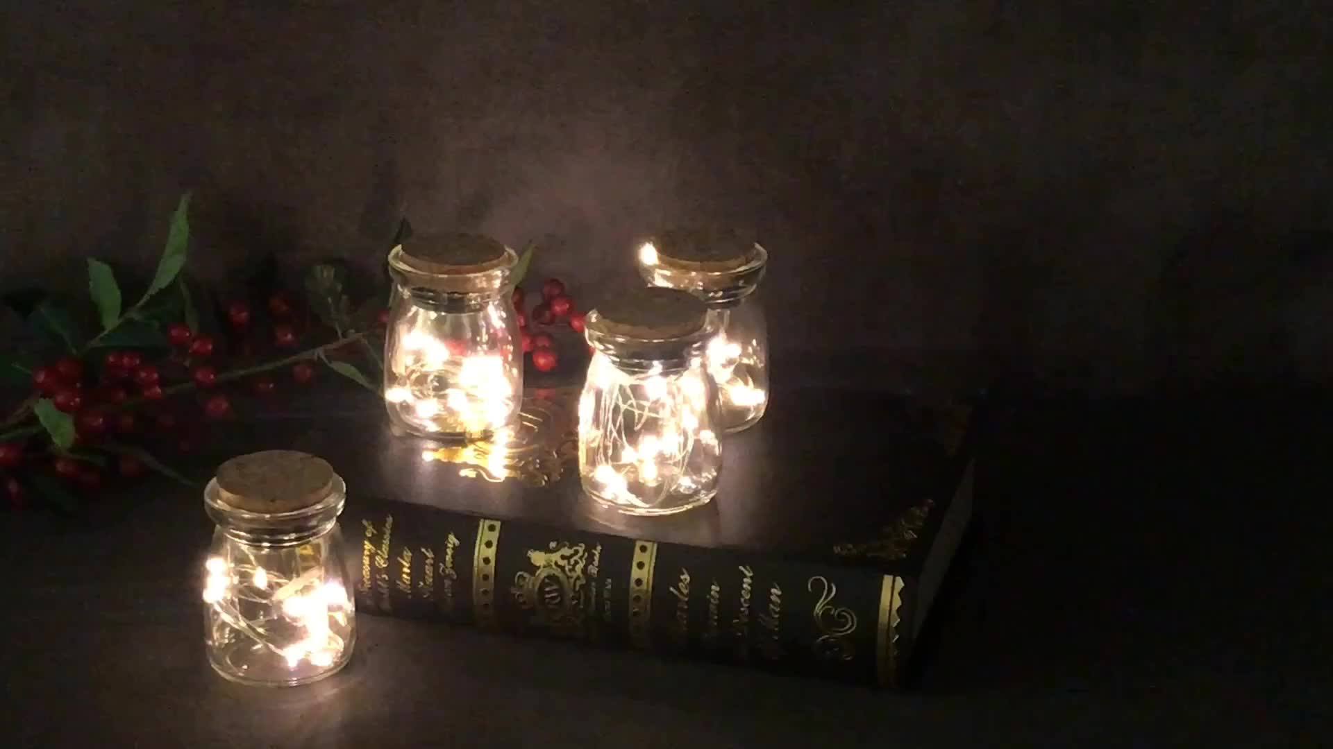 Glass Jars With Cork Lid,10 Led Copper Wire String Light,Cool White