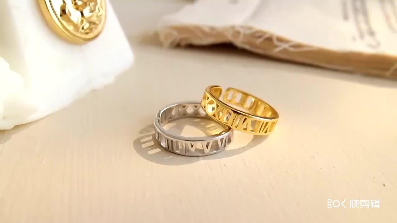S925 Sterling Silver Ins Simple Roman Numerals Opening Female Ring