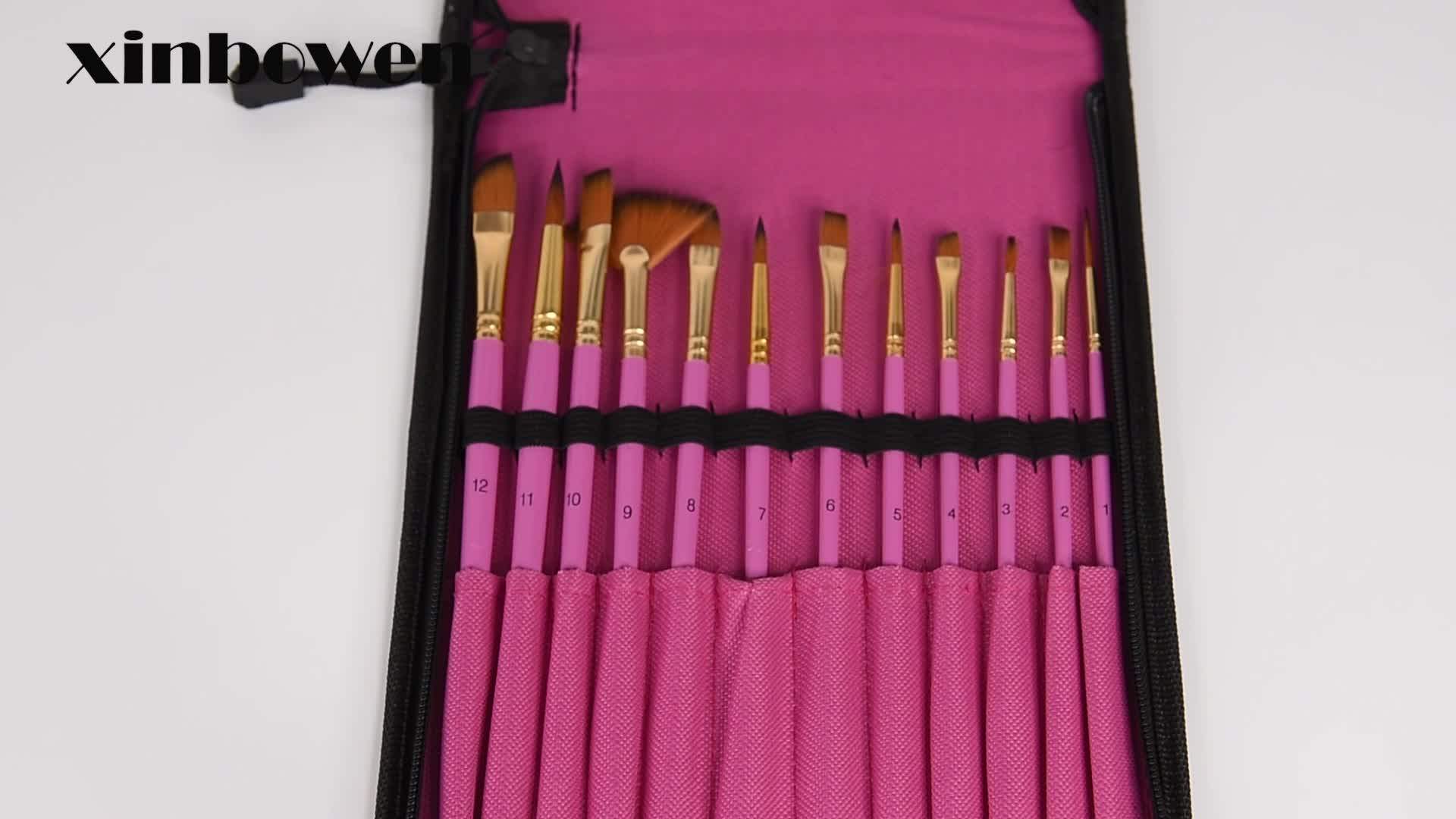 12 Pieces Nylon Hair Aluminium Ferrule Professional Brush Painting