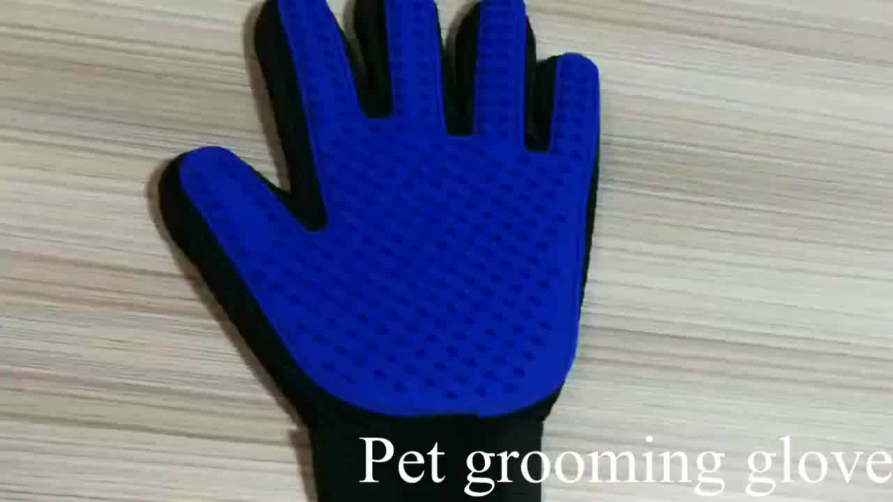 Free Sample Custom Silicone Pet Hair Removal Brush Massage Pet Grooming Glove With 260 Grooming