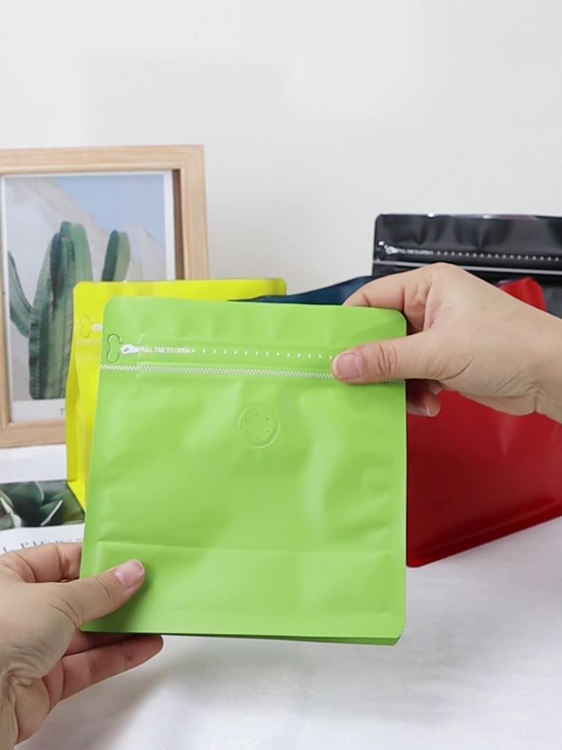 Wholesale 250g 500g 1kg Matte Flat Bottom Coffee Bags With Valve And One Side Zipper Aluminum