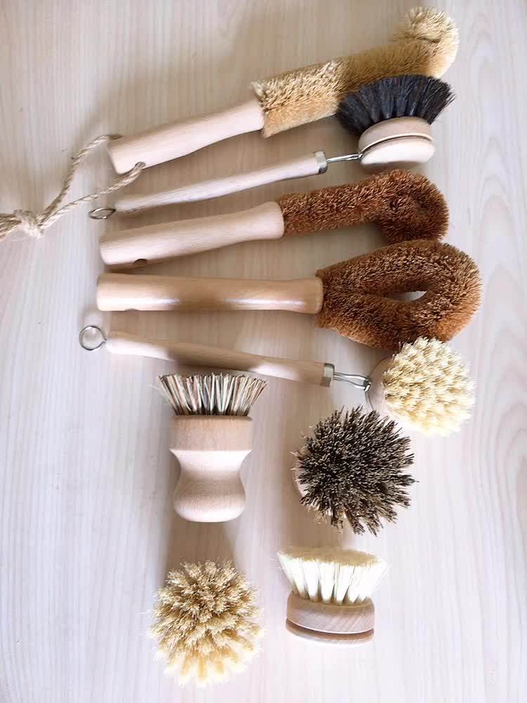 Coconut Fiber Bamboo Wood Dish Brush Ecofriendly Palm Dishes Washing