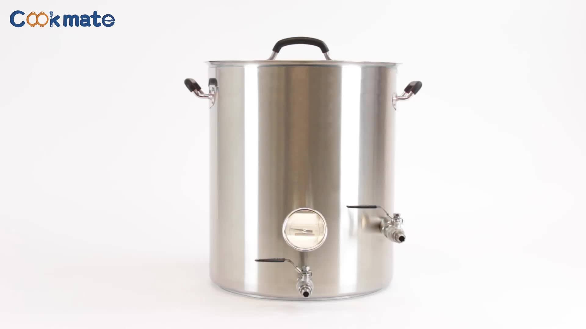 5.5 Gallon Weldless Fittings Stainless Steel Stock Pot Home Beer Wine